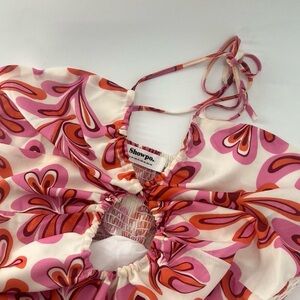 Showpo Tie Halter Neck Cut Out Twist Floral Patterned Printed Long Maxi Dress